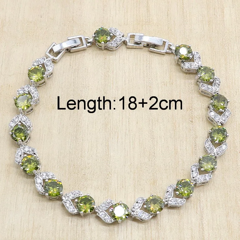 Набор классических ювелирных изделий оливкового цвета с кубическим цирконием