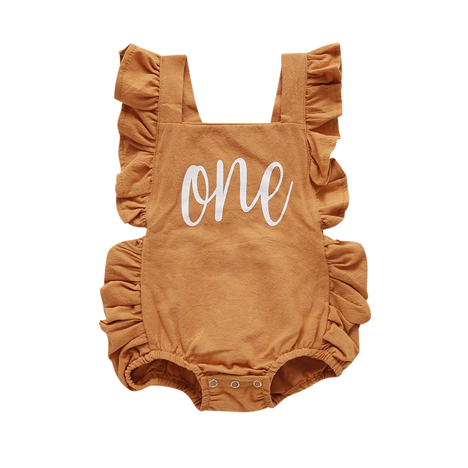 

Lovely Baby's Girls Bodysuit Sleeveless Ruffles Edge Romper Elastic Leg with Letters Summer Children Costume Backless Bodysuit