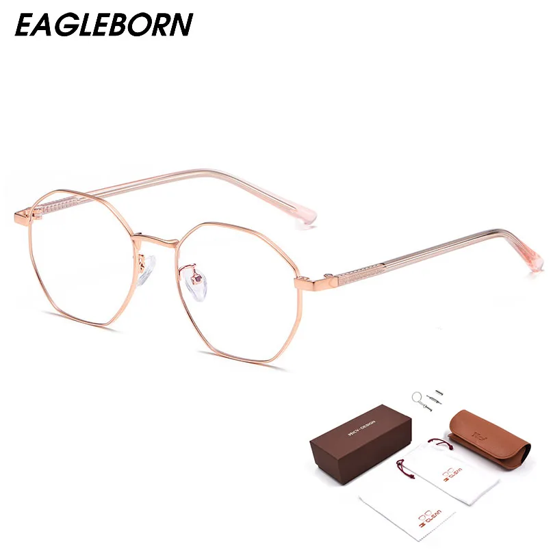 

Women Flat Mirror Eyeglasses Round Retro Frame Aluminum Legs Glasses Transparent Eyewear Fashion clothing accessories BYXGLS08