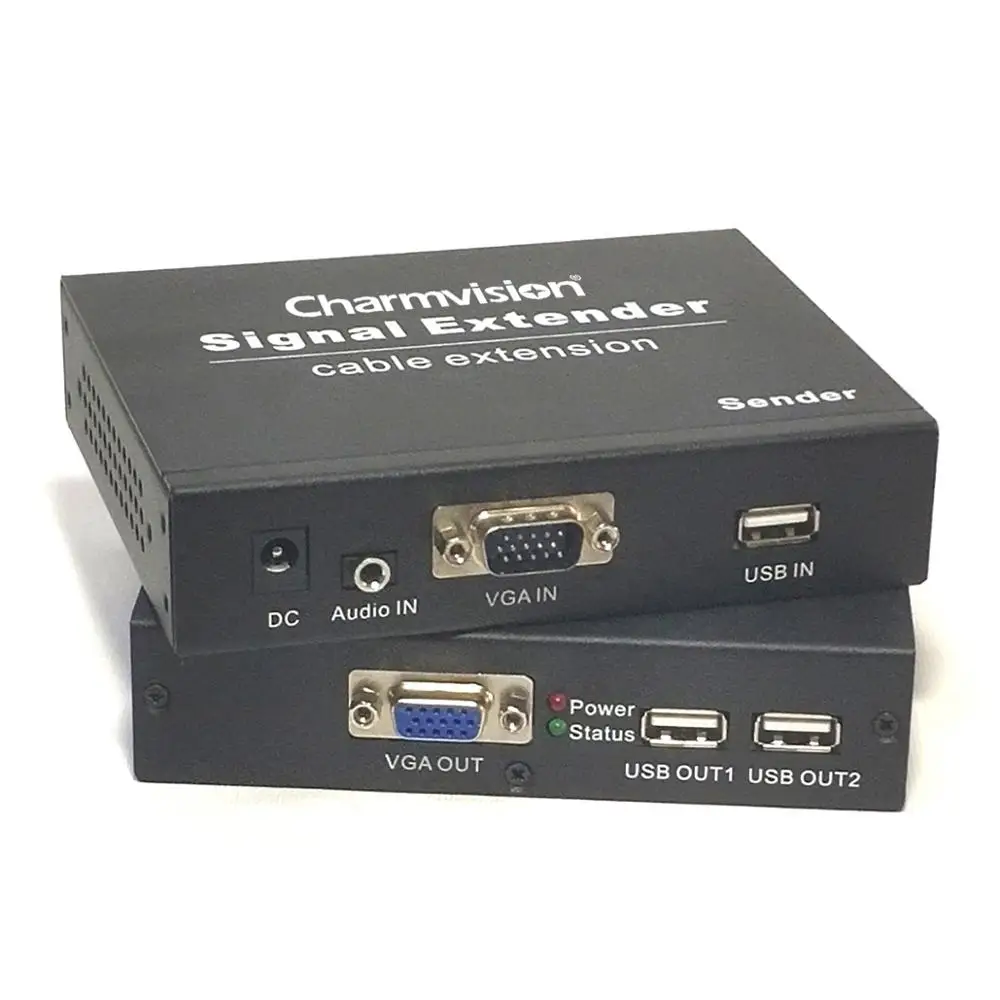 Charmvision IPKVM-200UVA 200m 650ft IP 3.5mm Audio VGA USB Keyboard Mouse KVM Extender TCP IP LAN Network Switch via Cat5e cable