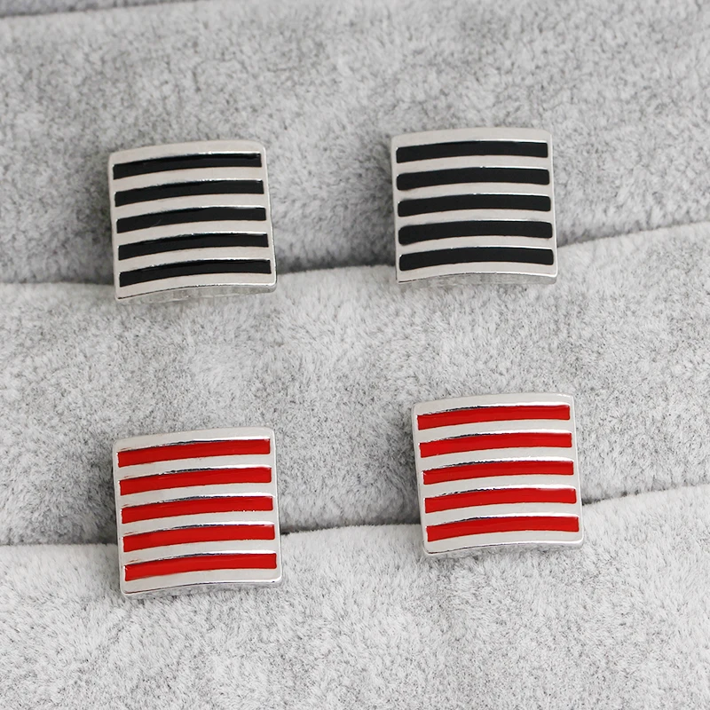 Эмаль высокого качества Квадратные полосы Золото Серебро Черный Цветочные