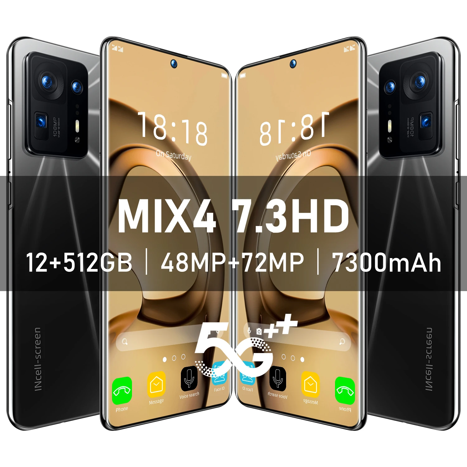 Tel&eacute;fono Inteligente blanco MiX4, 12GB + 512GB, 7,3 pulgadas, 48 + 72MP, desbloqueado, Android, versi&oacute;n Global, 5G-1