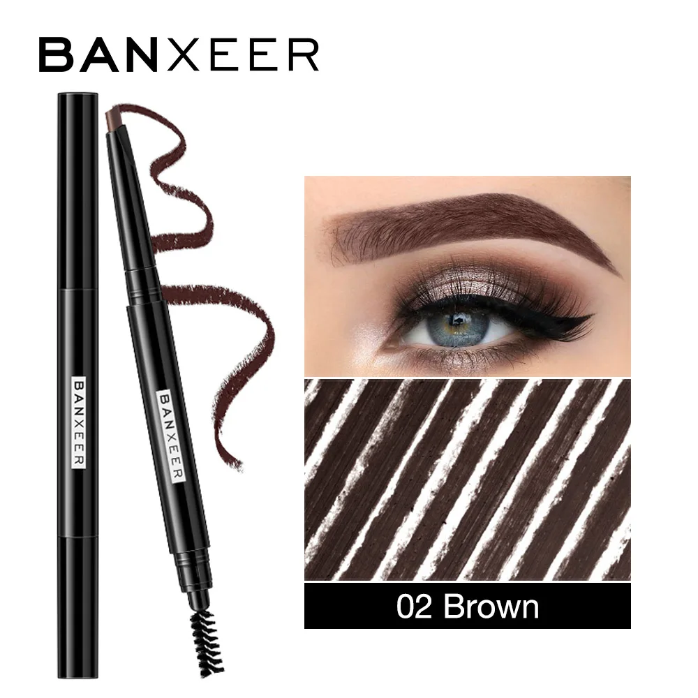 2 Brown BANXEER для бровей, 4 цвета, водостойкий, для бровей, стойкий, для бровей, карандаш для татуировки, прочный, черный, коричневый, с защитой от пятен, карандаш для бровей - Цвет: 2 Brown