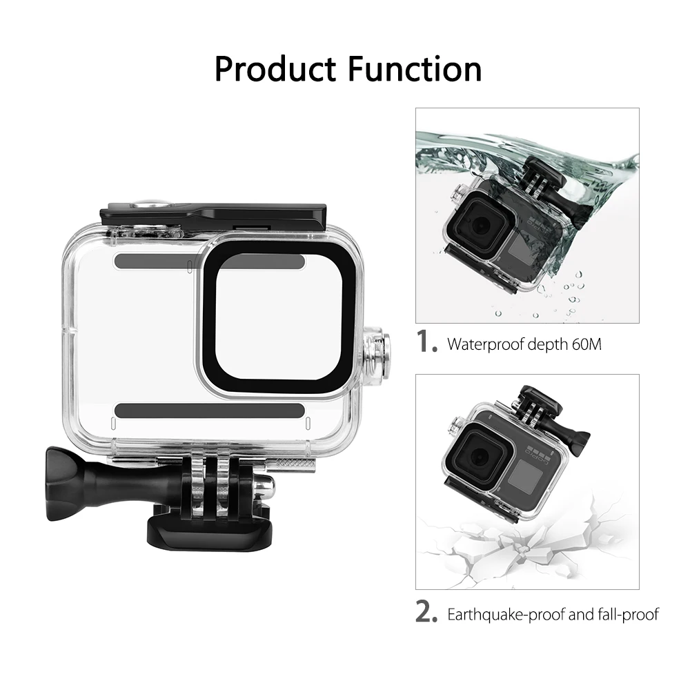 Водонепроницаемый чехол Vamson защитный для Gopro Hero 8 черный комплект аксессуаров