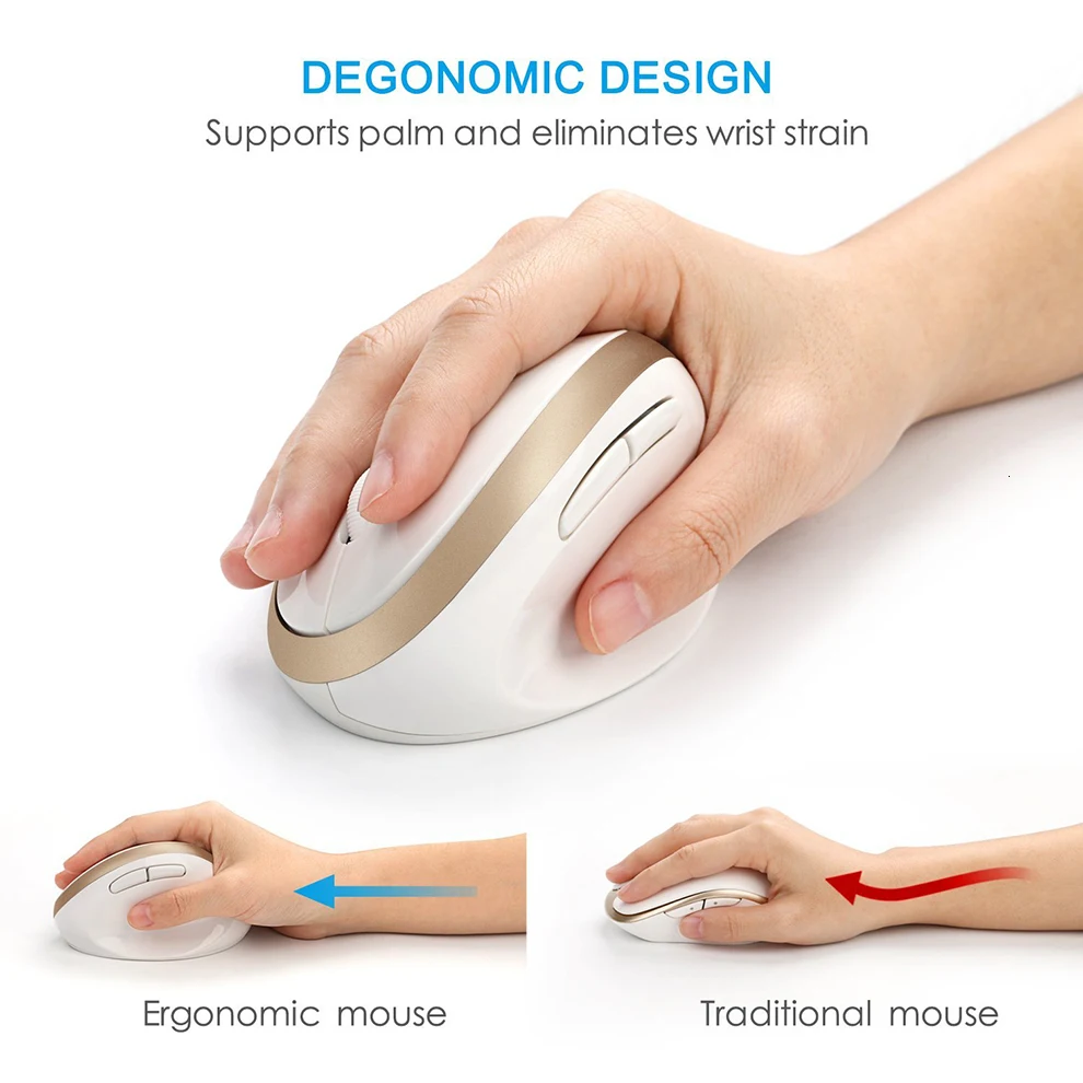 Jelly Comb Ergonomic Wireless Mouse For PC TV Laptop Ajustable DPI 2.4G Wireless Vertical Mouse Computer Office Optical Mice