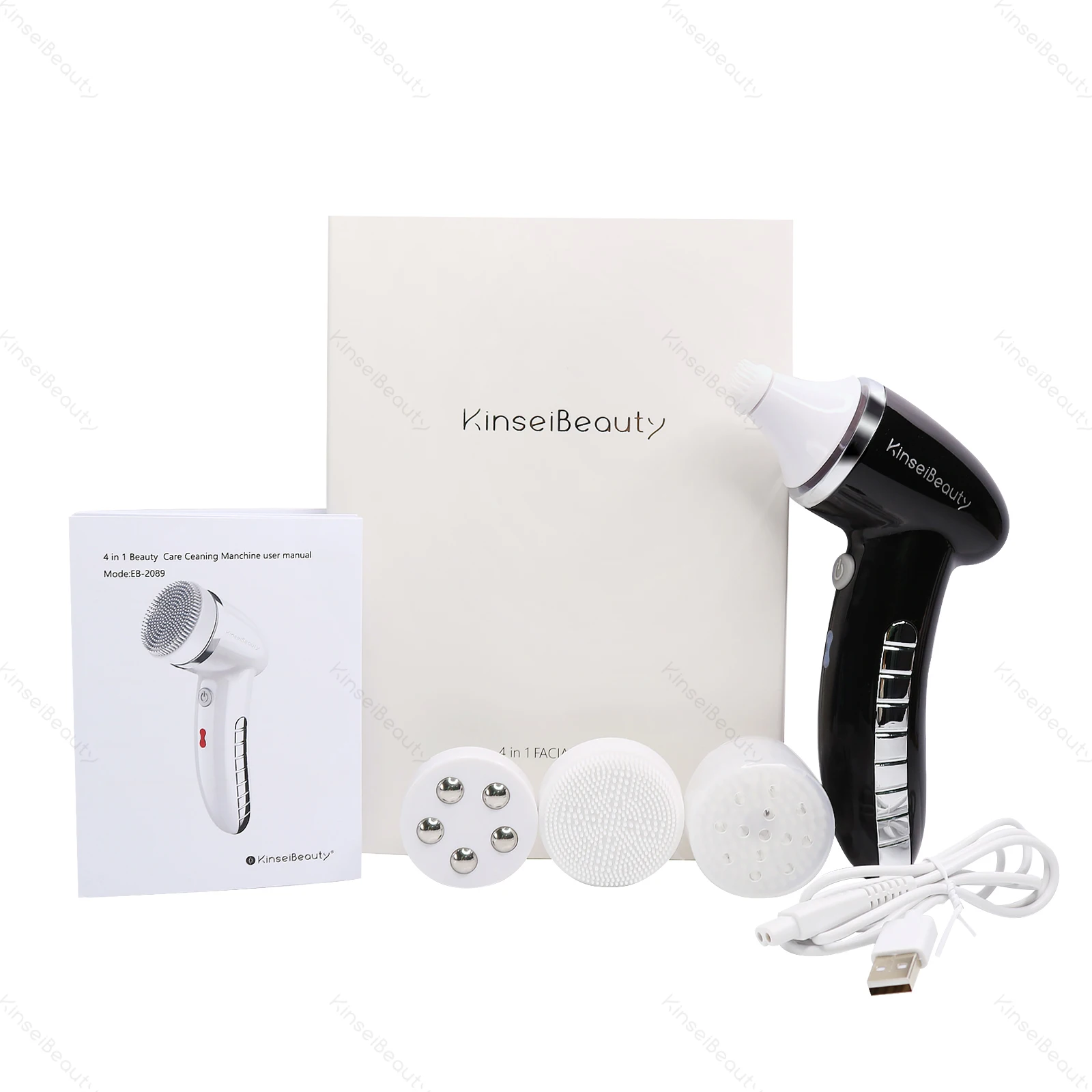 

Facial Cleansing Brush Electric USB 360 Rotating Facial Cleansing Brush 4 In 1 Brush tip Face Massager Deep washing Beauty Tool