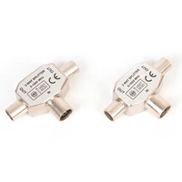2 way tv t splitter aerial coaxial cable male to 2 female connectors adapter coaxial splitter adapter