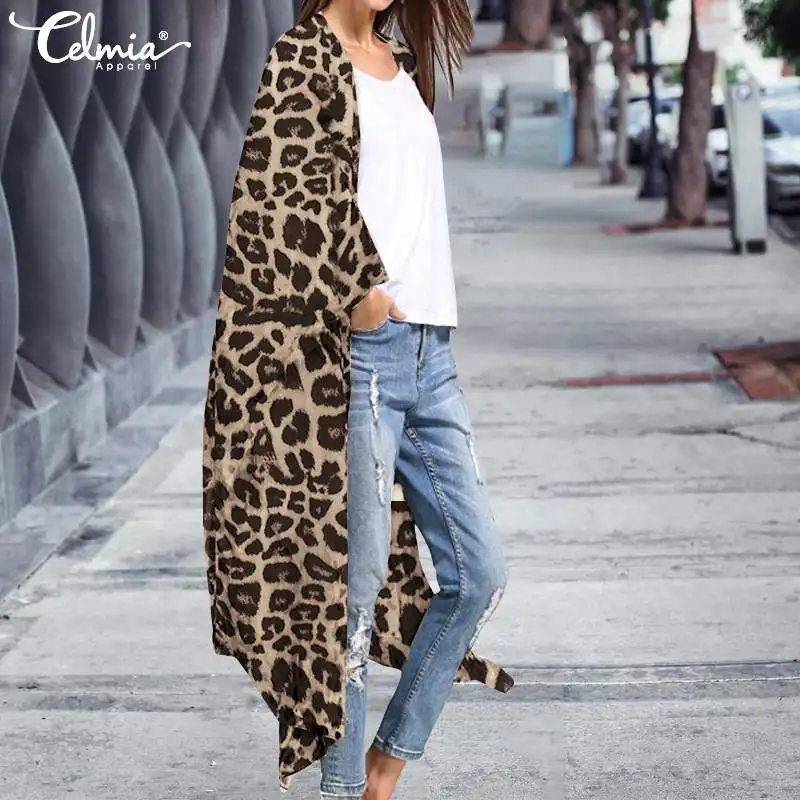 Размера плюс Celmia Весна для женщин в винтажном стиле кимоно кардиган плащ Тренч