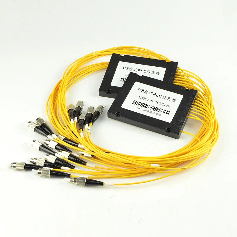 

Fiber Optics Splitter 1x8 Box PLC Type FC UPC Connector Optical Patch Cord Pigtails Carrier Grade Factory Supply Wholesale