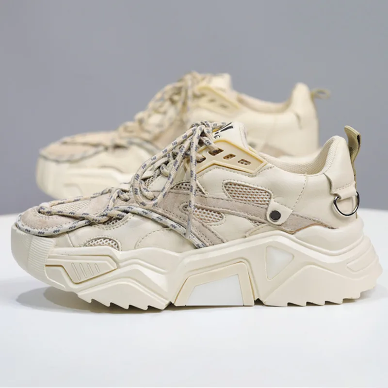 

Women Shoes Platform Sneakers Casual Shoes Leather Lace Up Flats 2020 New Brand Designer Shoes High Sneakers Basket Femme Flats