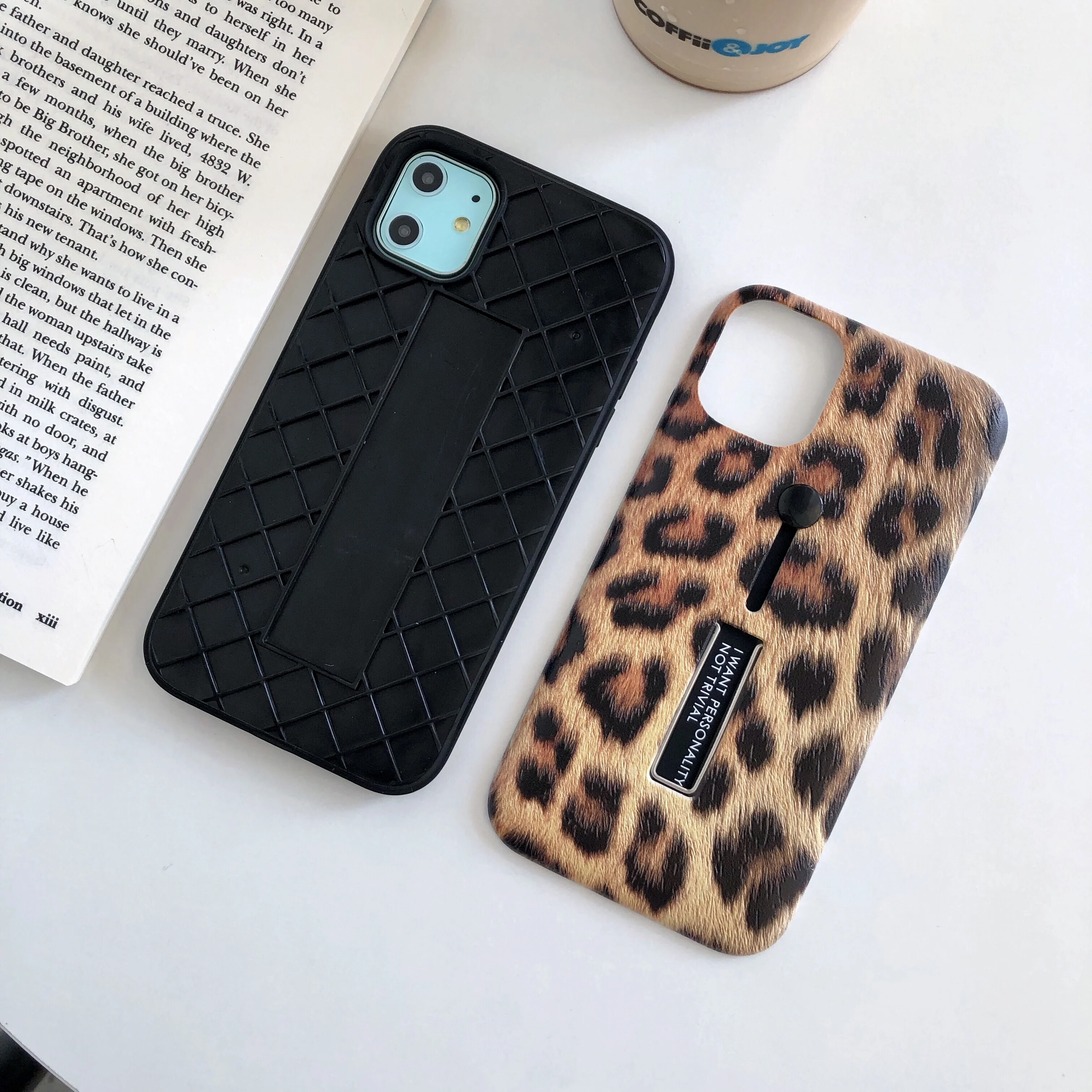 Рельефный модный леопардовый чехол 2 в 1 с подставкой для iPhone 11 Pro XS Max X XR 6S 7 8 Plus