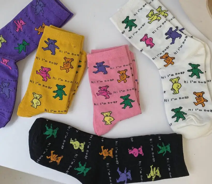 Новинка милые зимние женские носки из чесаного хлопка с героями мультфильмов