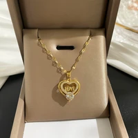heart shaped chain japanese and korean fashion simple english letter love pendant necklace to girlfriend gifts