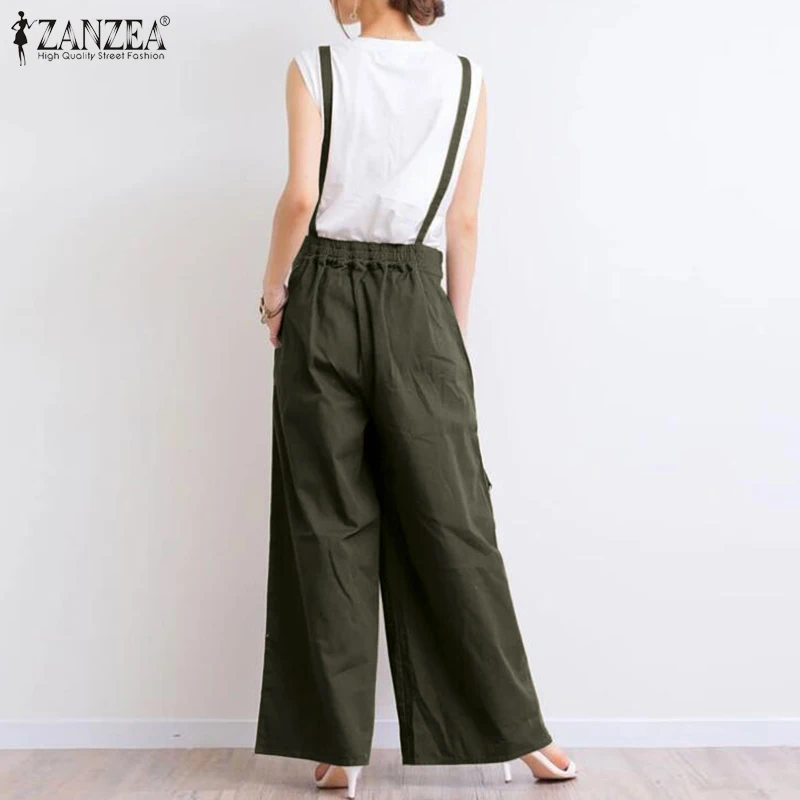 Женский комбинезон на завязках ZANZEA повседневный однотонный свободного покроя с