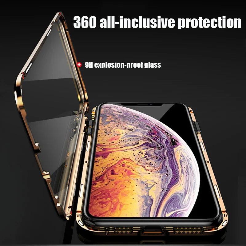 Металлический чехол с магнитной адсорбцией для iPhone 11 Pro 7 8 Plus задняя Магнитная