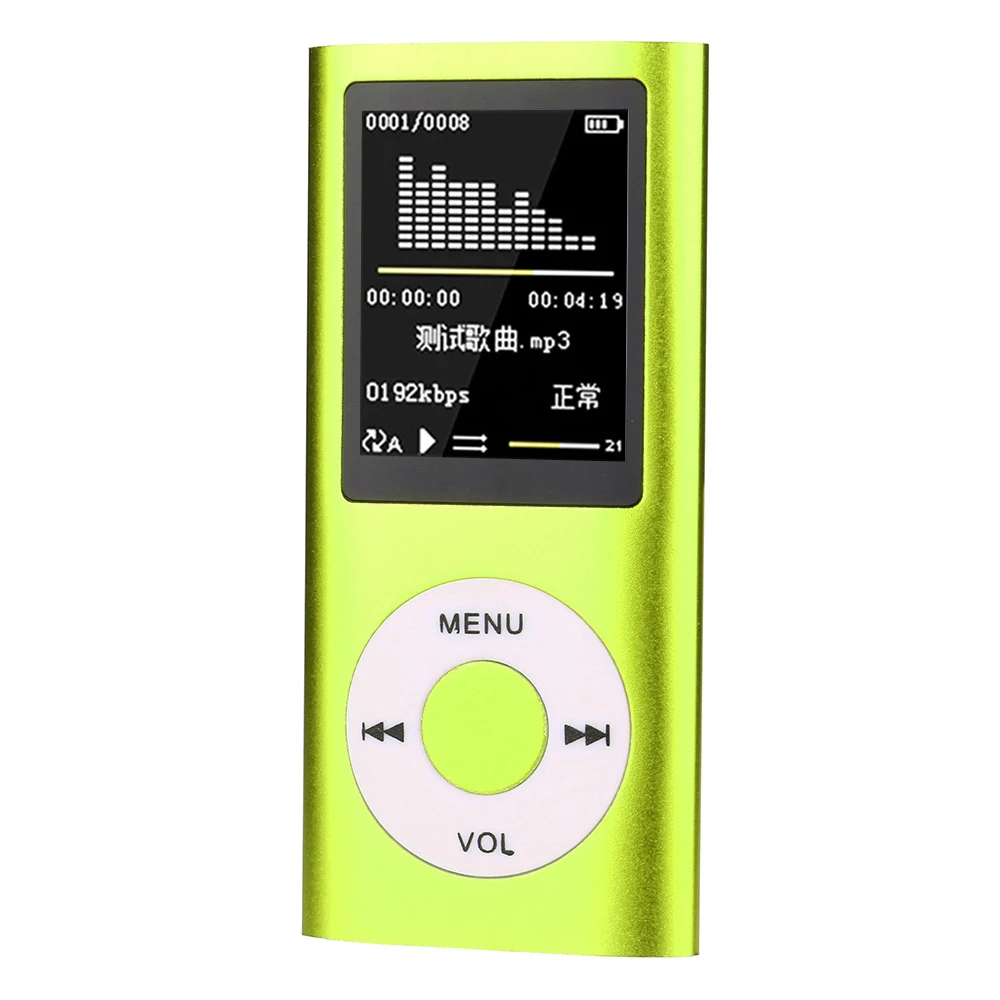 4 поколения Классический 1,8 дюймов MP4 плеер HD видео разъем TF карта MP3 с FM радио Электронная книга Запись Поддержка нескольких языков - Цвет: Green