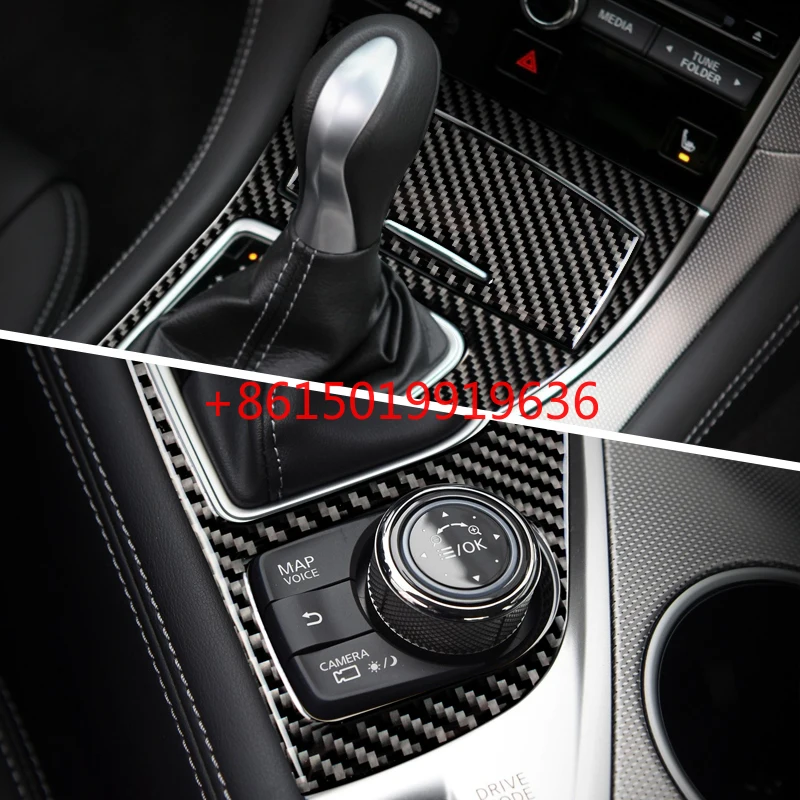 

For Infiniti Q50L Q60 gear shift panel trim frame retrofitting carbon interior center console sticker