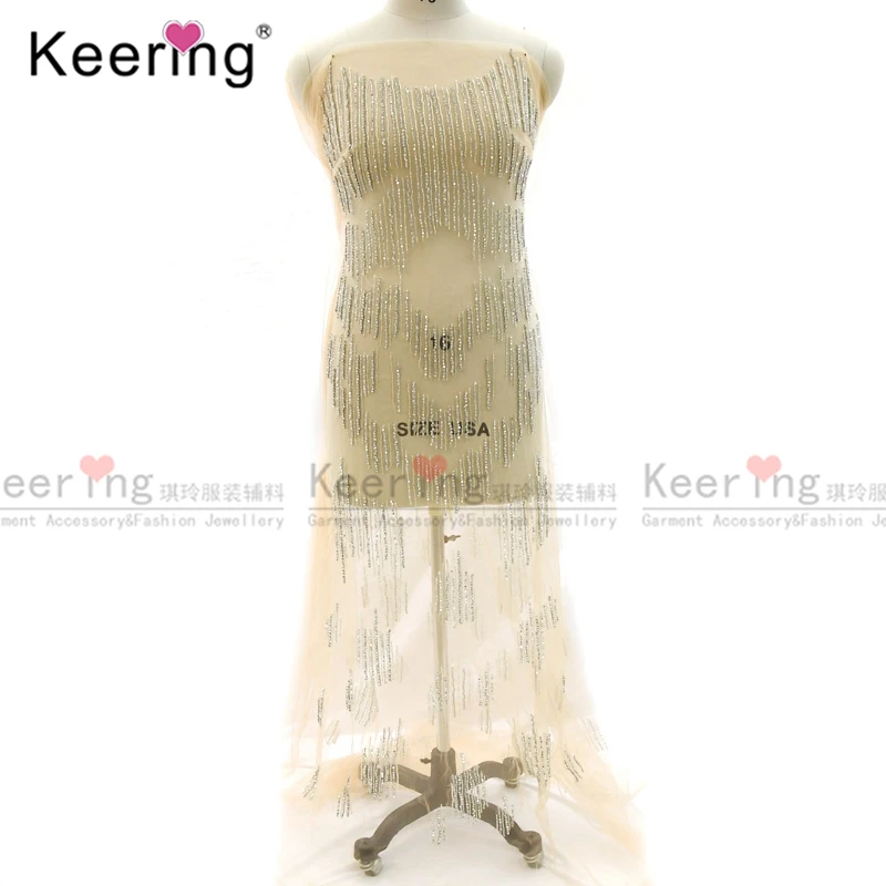 

Большой с украшениями в виде серебристых кристаллов Стразы лиф Панель для свадебное платье WDP-341