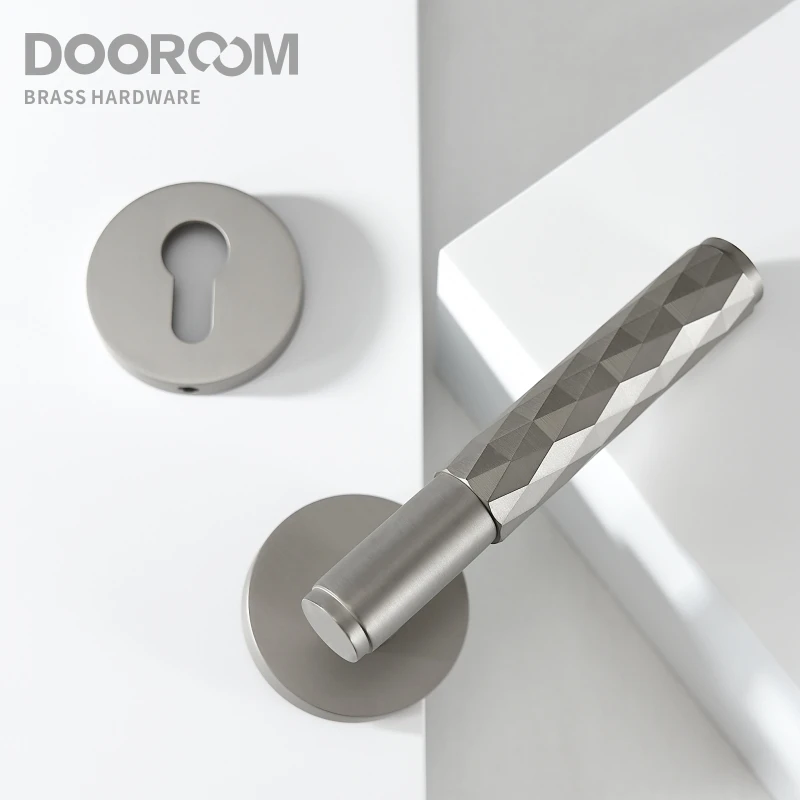 

Dooroom Brass Door Lock Set Brushed Nickel Knurling Interior Bedroom Bathroom Double Wood Door Lever Set Dummy Privacy Passage