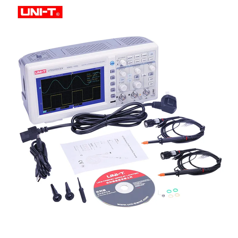 UNI-T UTD2052CEX цифровые осциллографы 2CH 50 МГц 1Gsa измеритель объема 7 дюймов