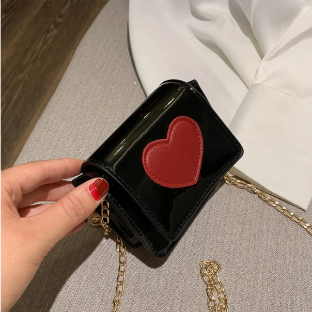 

Pattern love Small Mini Pu Leather Chain Shoulder Bag For Women Crossbody Shoulder Ladies Cell Phone Messenger Bag