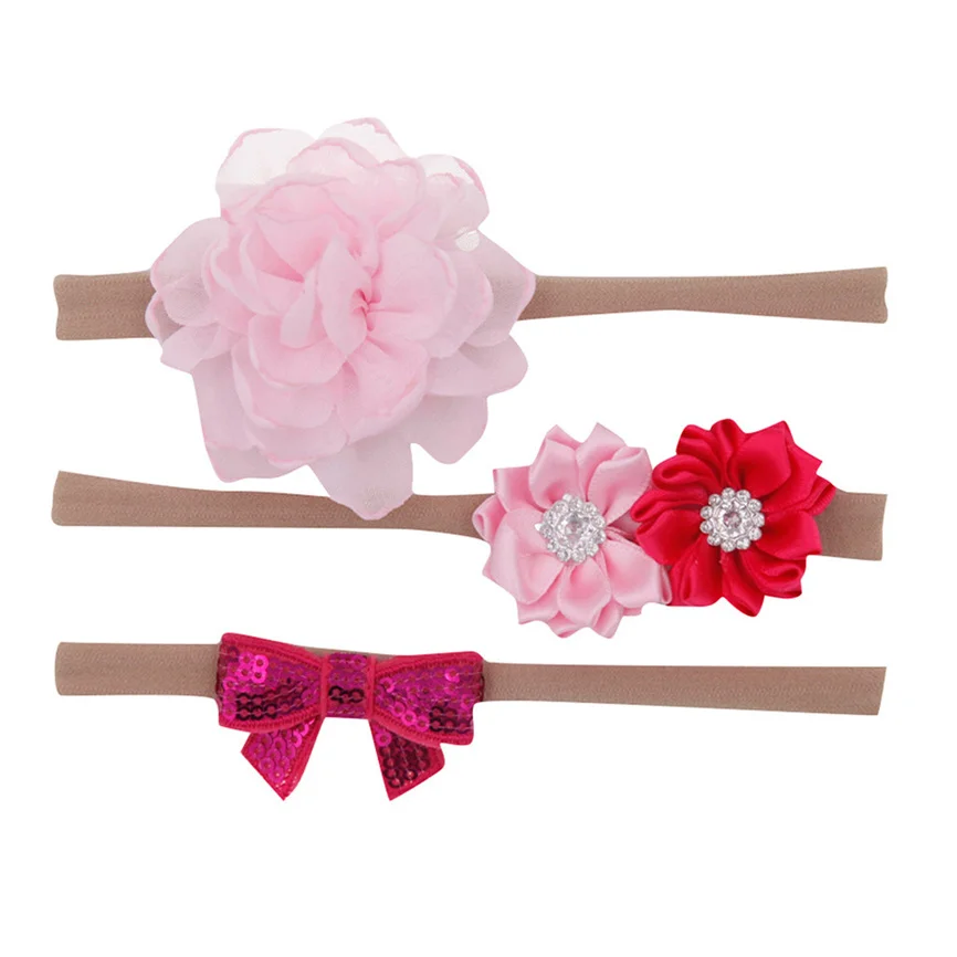 Повязка на голову для маленьких девочек с цветочным принтом 3 шт. эластичная