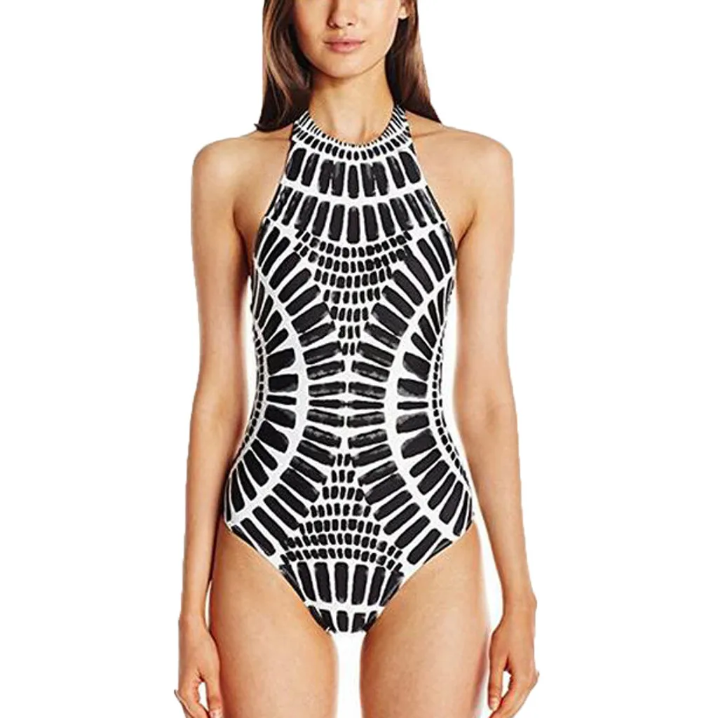 JAYCOSIN на шнуровке модный принт женский купальник утечка сзади Холтер цельный