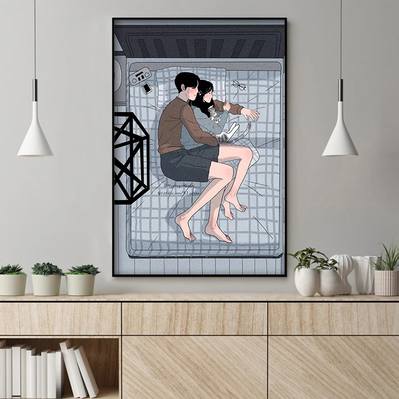 DIY Цифровая живопись пара маленькая Картина Рисунок картины в спящем украшение