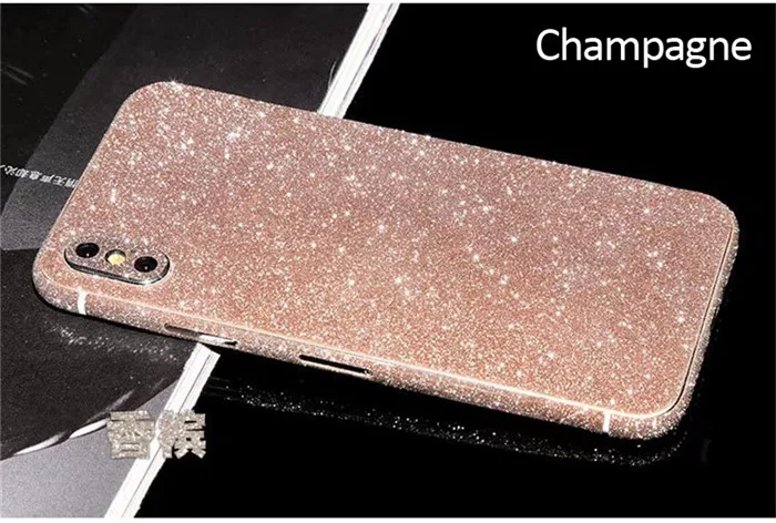 Champagne Блестящая наклейка для телефона iPhone 11 Pro XS Max, Защитная пленка для всего тела, наклейка для iPhone X XR 8 7 6 Plus 5S - Цвет: Champagne