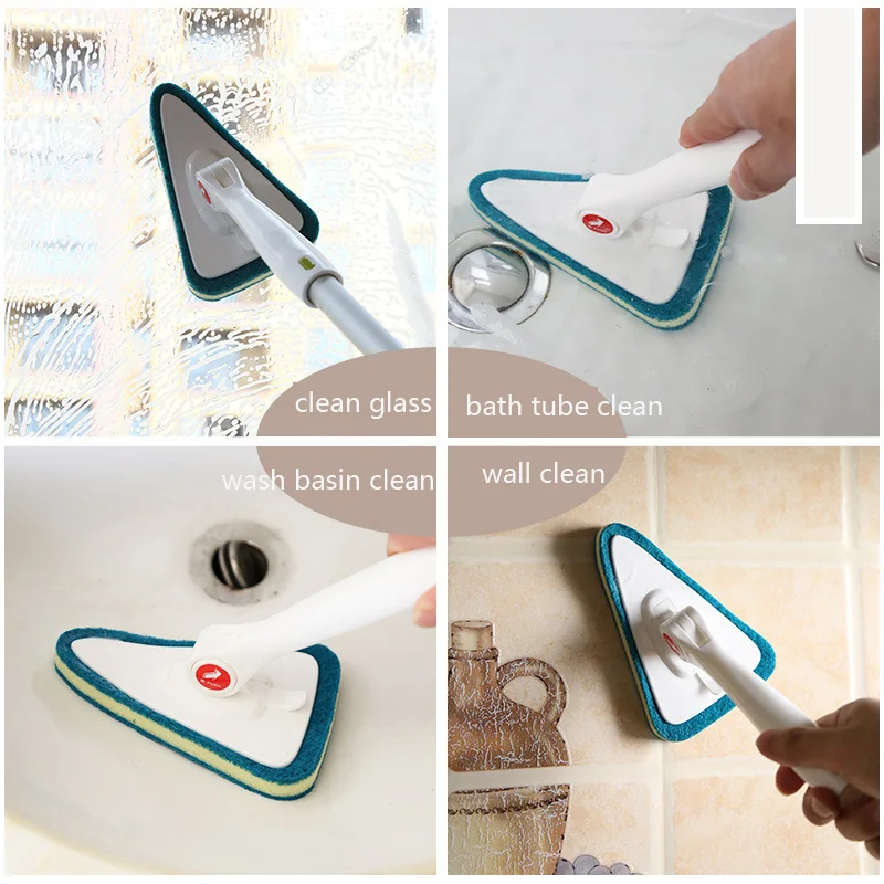 Детская и кухонная щетка с ручкой губка трехугловая головка угловые чистящие