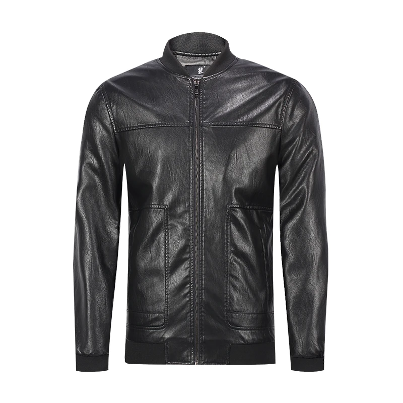 Мужская мотоциклетная кожаная куртка Enjeolon Классическая Повседневная Черная из