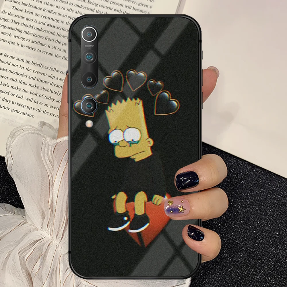 

Cute Cartoon Simpsoned Phone Tempered Glass Case Cover for Xiaomi Mi A F X POCO M Note 3 9 10 11 i T Pro Lite Pretty Phone case