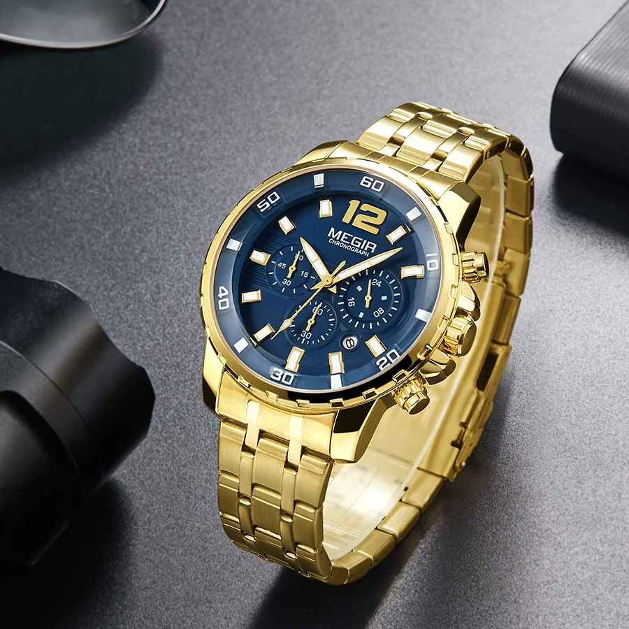 MEGIR мужские часы брендовые Роскошные армейские военные хронограф кварцевые