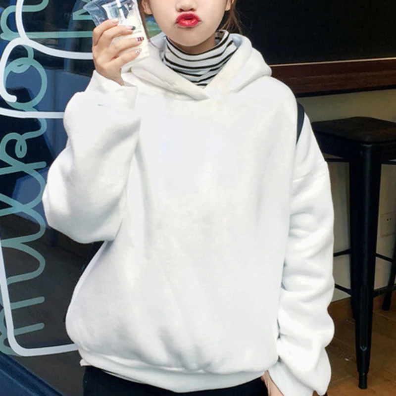 Женская однотонная толстовка с капюшоном зимняя японская мода 2020 женские