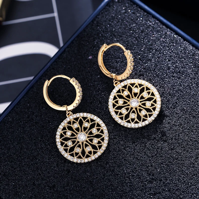 

Real 14K Gold Diamond Earring Round Hollow Wedding Pure Gemstone for Women Peridot Bizuteria Drop Earring Jewelry Orecchini Box