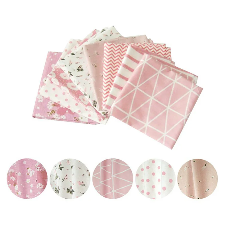 

50x50cm 8PCS/lot Pink Cotton Fabric DIY Sewing Needlework Materials For Curtain Toys Patchwork Cloth Supplies