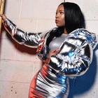 Блестящая женская куртка-пуховик на осень, серебристые короткие парки, женские модные пальто с капюшоном и подкладкой, уличная одежда, Женское пальто для ночного клуба, 2021