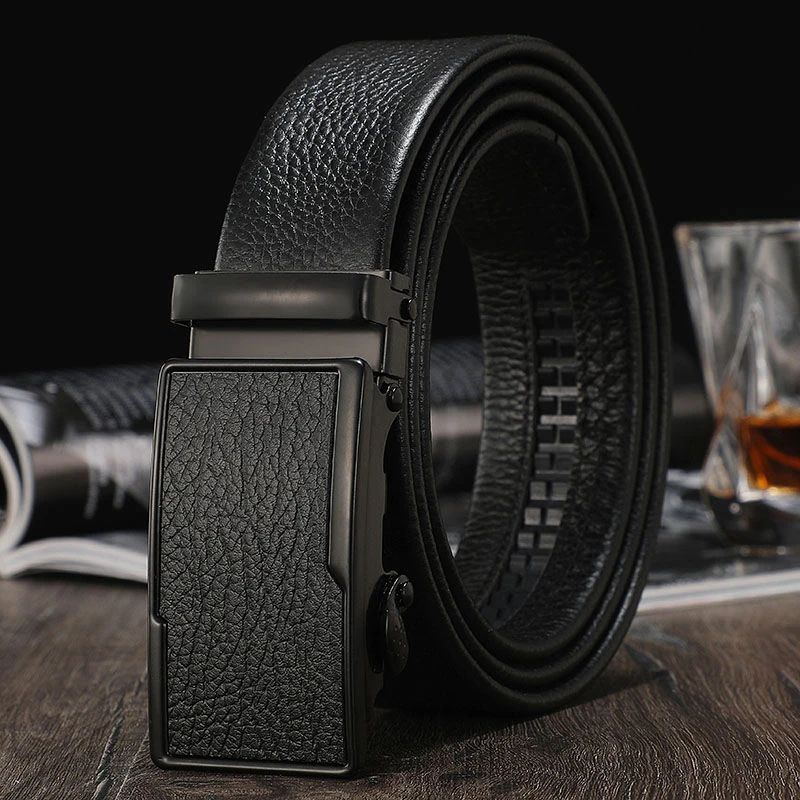 New Length 150 CM Men'S Belt Leather Width 3.5 CM Fashion Automatic Buckle Business Belt Youth Leisure Belt High Quality A1014