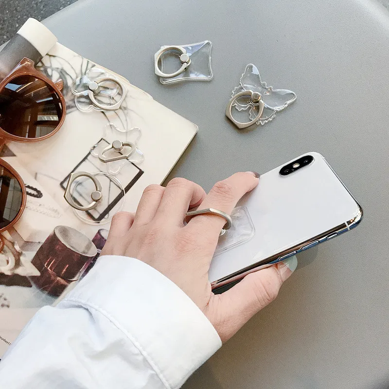 transparent metal phone holder foldable socket holder ring holder suitable for all mobile phone base mobile phone accessories free global shipping
