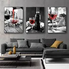 5D алмазная живопись сделай сам, красное вино и бутылка, кухонная Алмазная мозаика, вышивка черным и белым напитком, Набор для вышивки крестиком, художественный декор, подарок