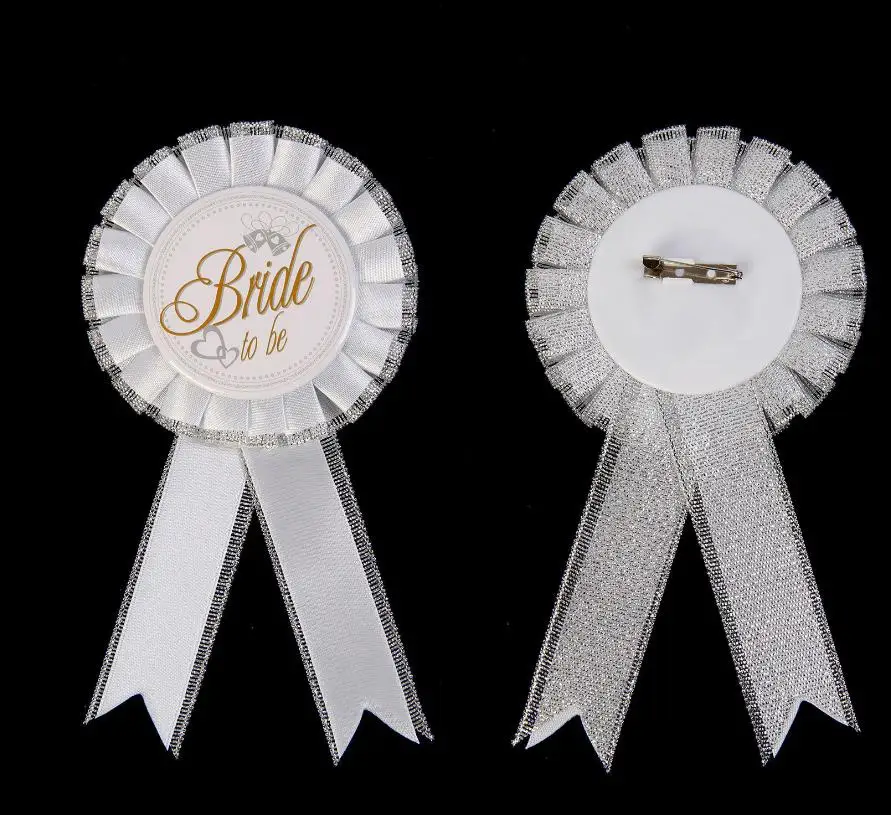 Bride To Be Hen Night Party Do Gift Filler Rosette Badge White & Silver Wedding Holiday Accessory Decor