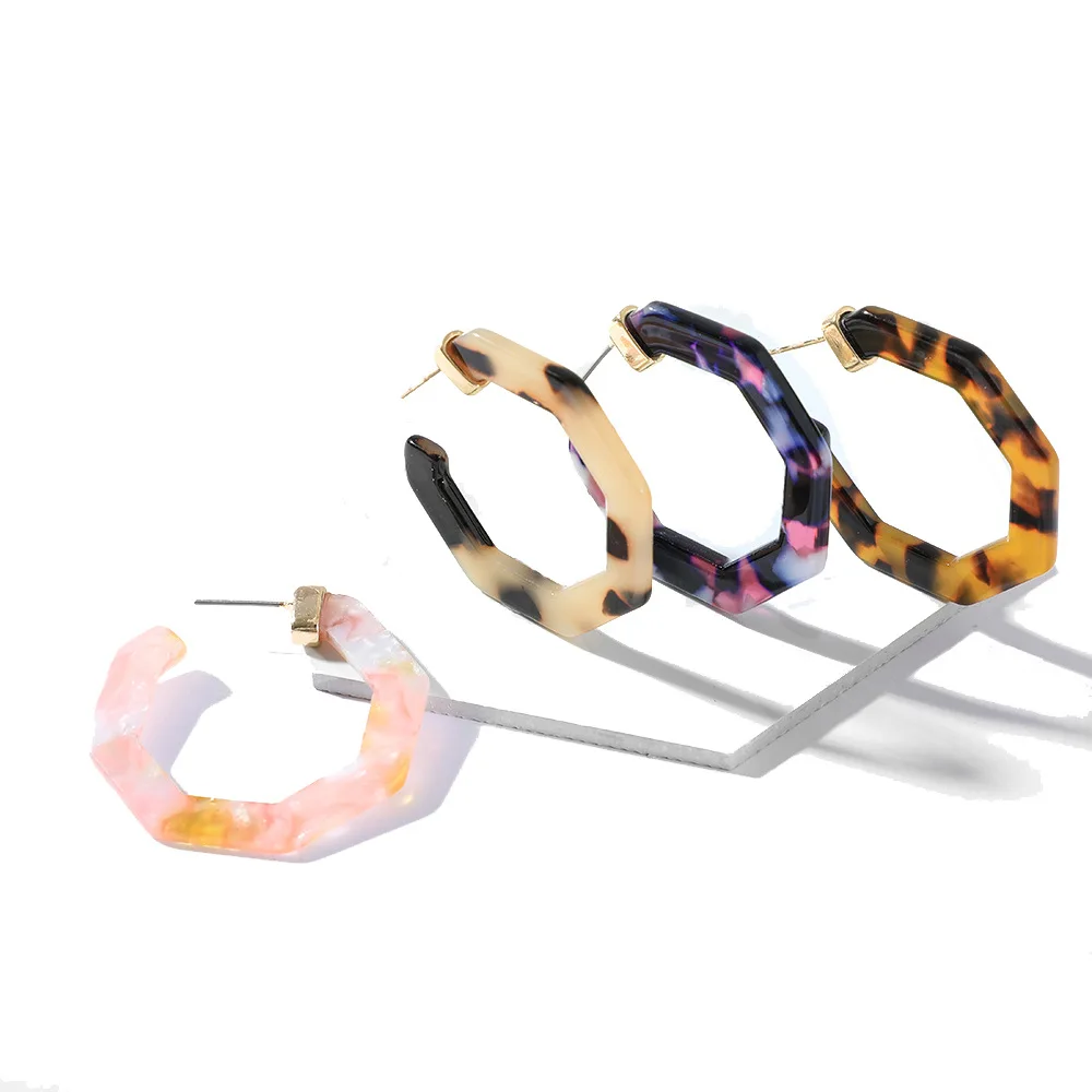 Большие многоугольные геометрические круглые массивные серьги для женщин с