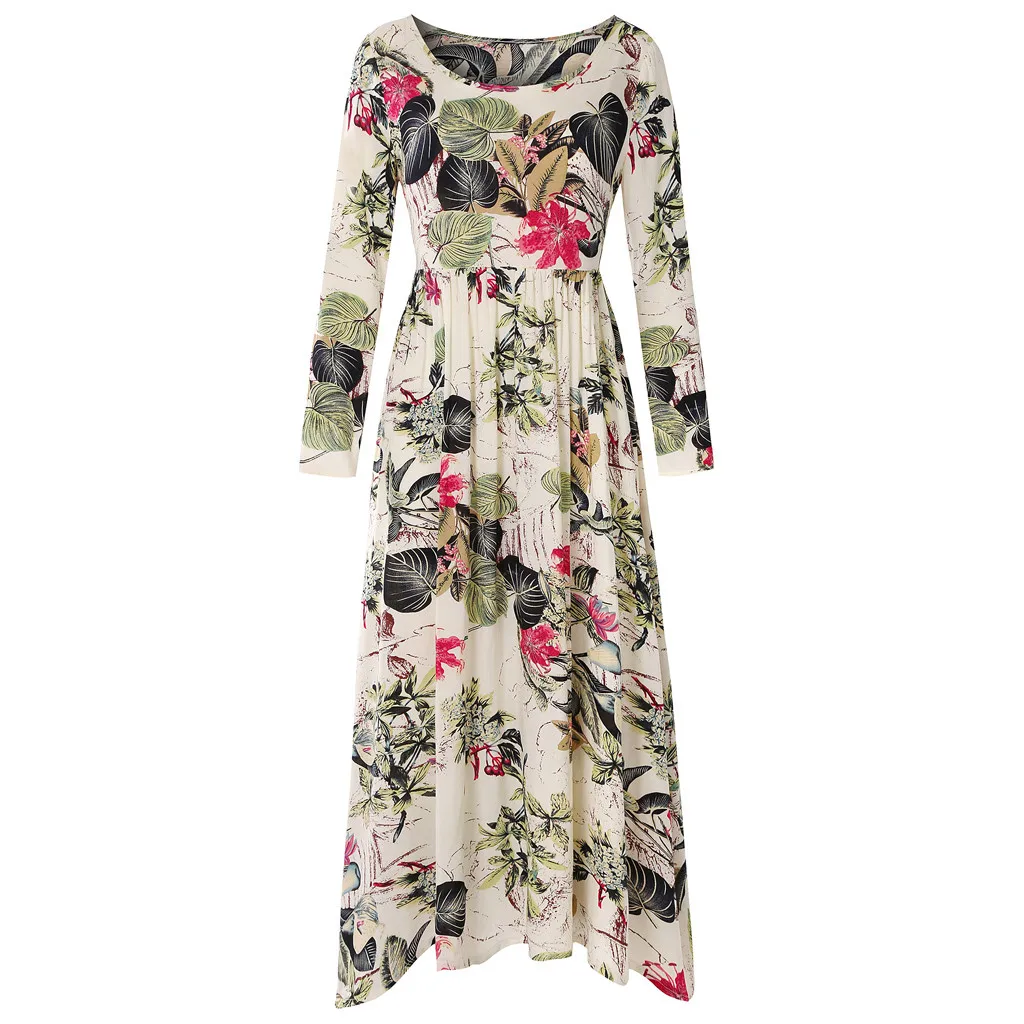 Платье с длинными рукавами зеленого цвета оригинальным изображением