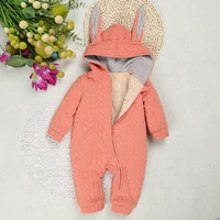 baby toddler rompers long rabbit ears hooded jumpsuits cotton fleece warm costumes newborn baby clothes autumn winter outerwear