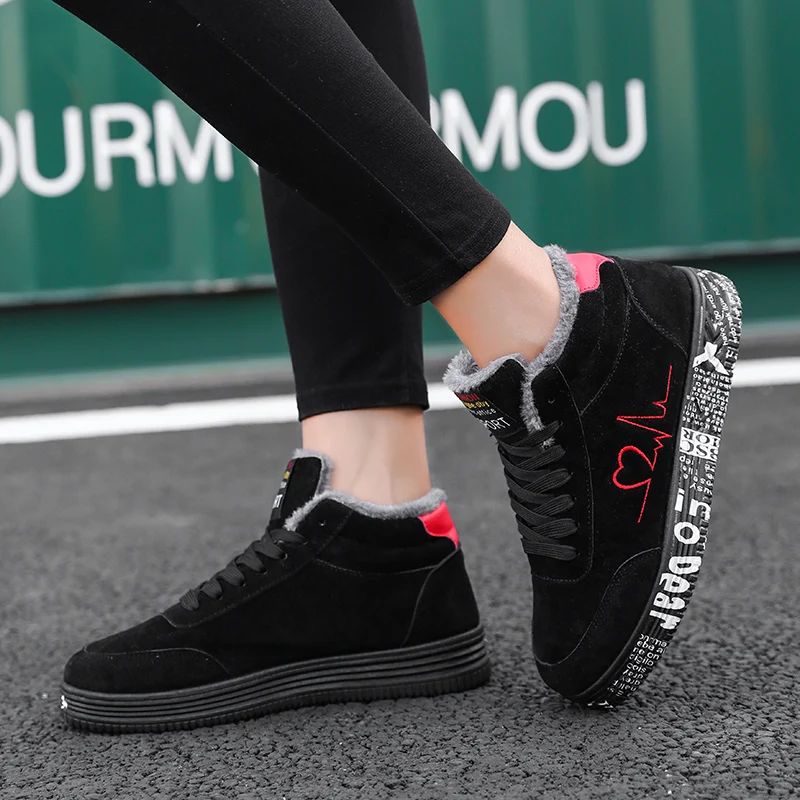 Женская обувь зимние женские ботинки теплая плюшевая Повседневная красная