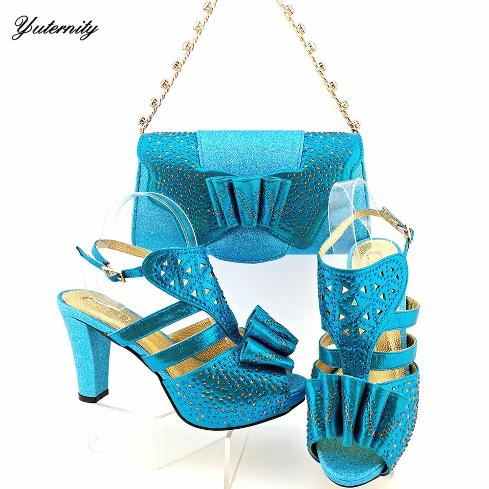 

Latest Deaign Elegant Peep Toe Shoes And Bag Set African New Ladies Pumps Shoes With Matching Bag Set For Evening Party