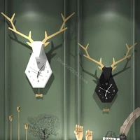 3d large wall clock modern design wall deer hanging novelty wrought retro chic antique loft style home decoration