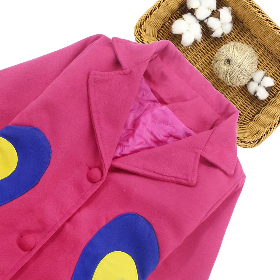 Детская куртка шерстяная с сердечками для девочек теплое пальто длинными