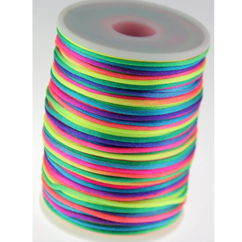 Атласный шнур для плетения макраме Радуга 2 мм 10 ярдов Нейлоновый с китайским
