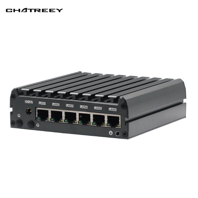 Chatreey J6 безвентиляторный мини ПК intel J1900 6 портов lan тонкий клиент промышленный